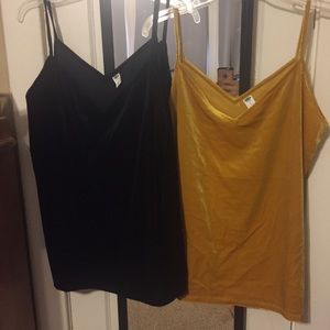 Two velvet tank tops old navy
